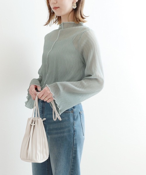 reca（レカ）の「メローデザインシフォンインナー付きプルオーバー（シャツ/ブラウス・レディース・ブラック/ミント/ライトベージュ/ピンク・M）」の18枚目の写真