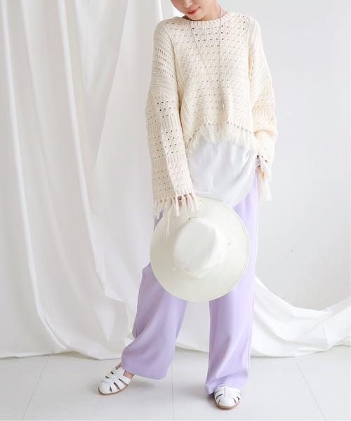 SLOBE citron.（スローブシトロン）の「SLOBE citron.メッシュデザインニット◆（ニット/セーター・レディース・イエロー/アイボリー・FREE）」の7枚目の写真