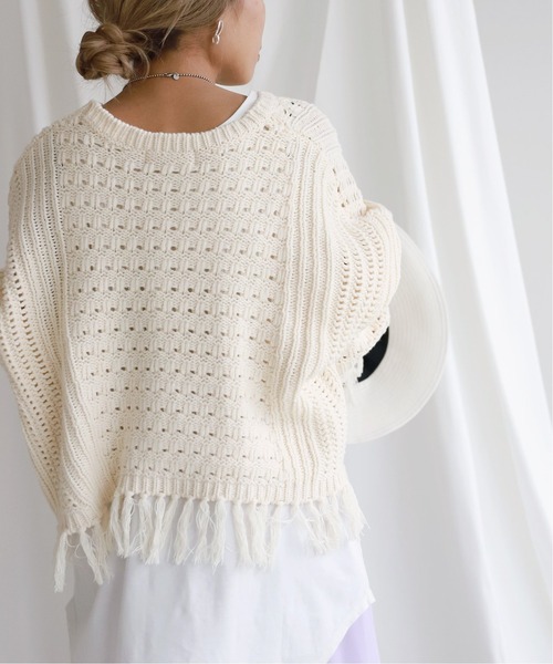 SLOBE citron.（スローブシトロン）の「SLOBE citron.メッシュデザインニット◆（ニット/セーター・レディース・イエロー/アイボリー・FREE）」の15枚目の写真