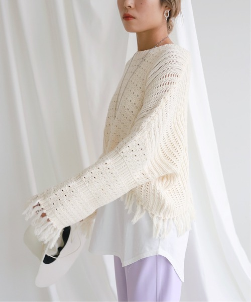 SLOBE citron.（スローブシトロン）の「SLOBE citron.メッシュデザインニット◆（ニット/セーター・レディース・イエロー/アイボリー・FREE）」の10枚目の写真