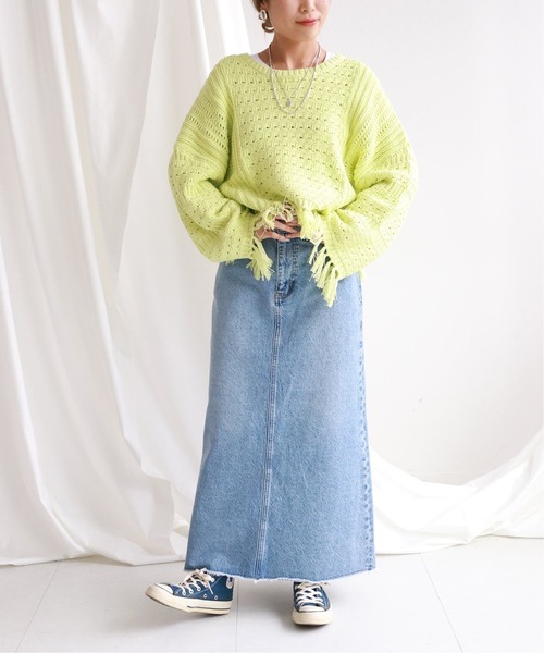 SLOBE citron.（スローブシトロン）の「SLOBE citron.メッシュデザインニット◆（ニット/セーター・レディース・イエロー/アイボリー・FREE）」の21枚目の写真