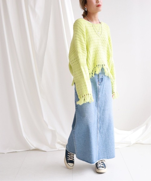 SLOBE citron.（スローブシトロン）の「SLOBE citron.メッシュデザインニット◆（ニット/セーター・レディース・イエロー/アイボリー・FREE）」の6枚目の写真