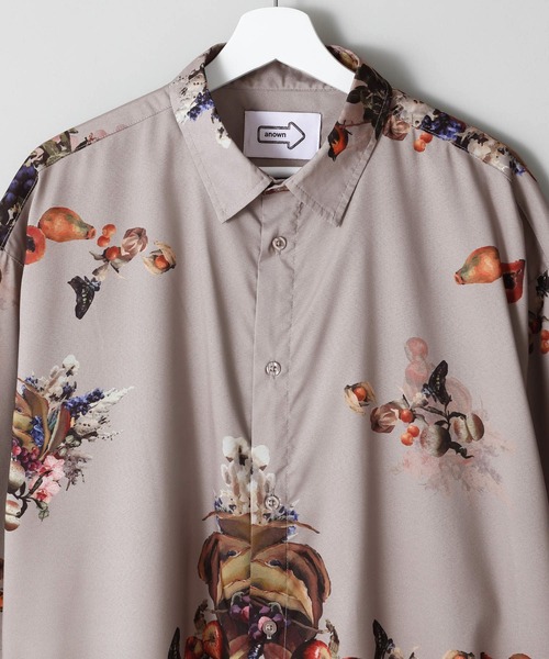 anown（アノン）の「オーバーサイズ 総柄 半袖シャツ【ファッションインフルエンサー ユウ×anown 限定コラボ】（シャツ/ブラウス・メンズ・ブラック系その他/グレー系その他/ベージュ系その他/レッド系その他・S/M/L）」の11枚目の写真