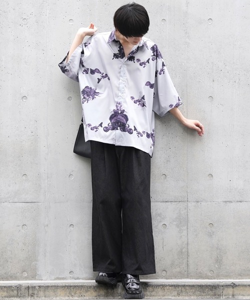 anown（アノン）の「オーバーサイズ 総柄 半袖シャツ【ファッションインフルエンサー ユウ×anown 限定コラボ】（シャツ/ブラウス・メンズ・ブラック系その他/グレー系その他/ベージュ系その他/レッド系その他・S/M/L）」の15枚目の写真