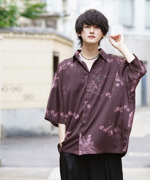 anown（アノン）の「オーバーサイズ 総柄 半袖シャツ【ファッションインフルエンサー ユウ×anown 限定コラボ】（シャツ/ブラウス・メンズ・ブラック系その他/グレー系その他/ベージュ系その他/レッド系その他・S/M/L）」の21枚目の写真