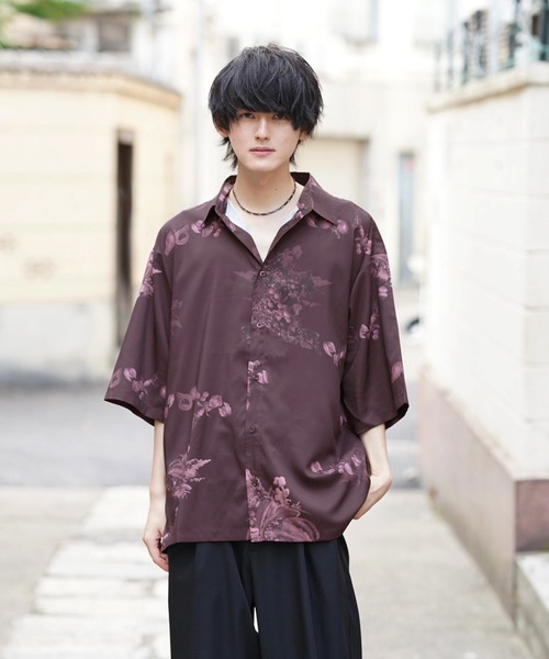 anown（アノン）の「オーバーサイズ 総柄 半袖シャツ【ファッションインフルエンサー ユウ×anown 限定コラボ】（シャツ/ブラウス・メンズ・ブラック系その他/グレー系その他/ベージュ系その他/レッド系その他・S/M/L）」の22枚目の写真