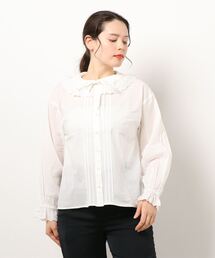 ehka sopo | 綿レース衿ピンタックブラウス(シャツ/ブラウス)