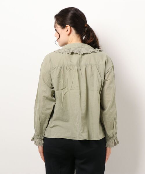 ehka sopo（エヘカソポ）の「綿レース衿ピンタックブラウス（シャツ/ブラウス・レディース・オフホワイト/ブラック/カーキ・ﾌﾘ-）」の5枚目の写真