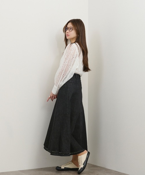 kicuri（キクリ）の「【低身長向けSサイズ】抜け感でスタイルアップ！デニムチューリップスカート（スカート・レディース・ブラック・SMALL/X-SMALL）」の6枚目の写真