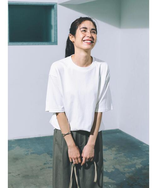 koe（コエ）の「ヘビーウェイトコットンTEE21＊（Tシャツ/カットソー・レディース・ホワイト/ライトグレー/カーキ/グリーン/ライトベージュ/チャコールグレー/パープル/イエロー/ダークブルー/ピンク系その他2/キャメル/ライラック/ブルー系その他6/レッド系その他4/ブラウン・XL/S/M/L）」の20枚目の写真