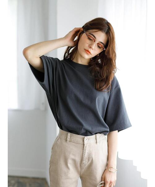 koe（コエ）の「ヘビーウェイトコットンTEE21＊（Tシャツ/カットソー・レディース・ホワイト/ライトグレー/カーキ/グリーン/ライトベージュ/チャコールグレー/パープル/イエロー/ダークブルー/ピンク系その他2/キャメル/ライラック/ブルー系その他6/レッド系その他4/ブラウン・XL/S/M/L）」の16枚目の写真