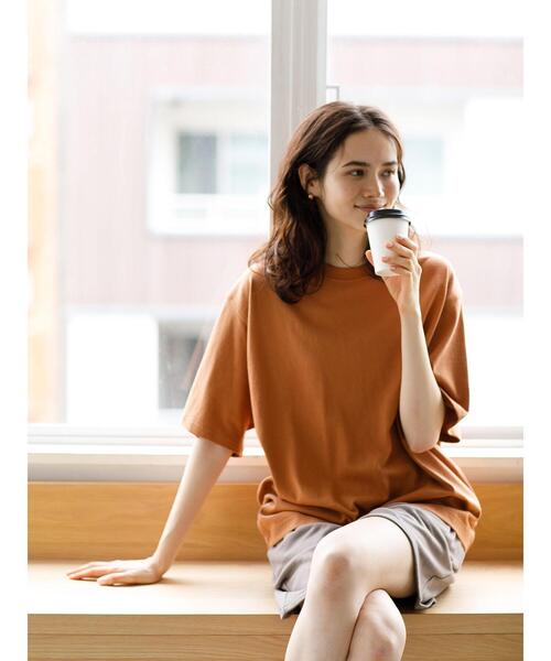 koe（コエ）の「ヘビーウェイトコットンTEE21＊（Tシャツ/カットソー・レディース・ホワイト/ライトグレー/カーキ/グリーン/ライトベージュ/チャコールグレー/パープル/イエロー/ダークブルー/ピンク系その他2/キャメル/ライラック/ブルー系その他6/レッド系その他4/ブラウン・XL/S/M/L）」の21枚目の写真