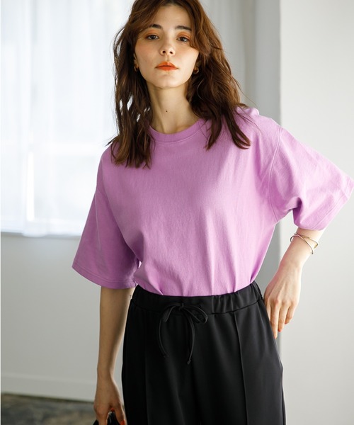 koe（コエ）の「ヘビーウェイトコットンTEE21＊（Tシャツ/カットソー・レディース・ホワイト/ライトグレー/カーキ/グリーン/ライトベージュ/チャコールグレー/パープル/イエロー/ダークブルー/ピンク系その他2/キャメル/ライラック/ブルー系その他6/レッド系その他4/ブラウン・XL/S/M/L）」の10枚目の写真