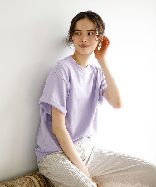 koe（コエ）の「ヘビーウェイトコットンTEE21＊（Tシャツ/カットソー・レディース・ホワイト/ライトグレー/カーキ/グリーン/ライトベージュ/チャコールグレー/パープル/イエロー/ダークブルー/ピンク系その他2/キャメル/ライラック/ブルー系その他6/レッド系その他4/ブラウン・XL/S/M/L）」の11枚目の写真