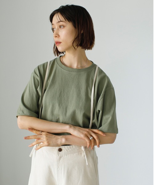 koe（コエ）の「ヘビーウェイトコットンTEE21＊（Tシャツ/カットソー・レディース・ホワイト/ライトグレー/カーキ/グリーン/ライトベージュ/チャコールグレー/パープル/イエロー/ダークブルー/ピンク系その他2/キャメル/ライラック/ブルー系その他6/レッド系その他4/ブラウン・XL/S/M/L）」の6枚目の写真