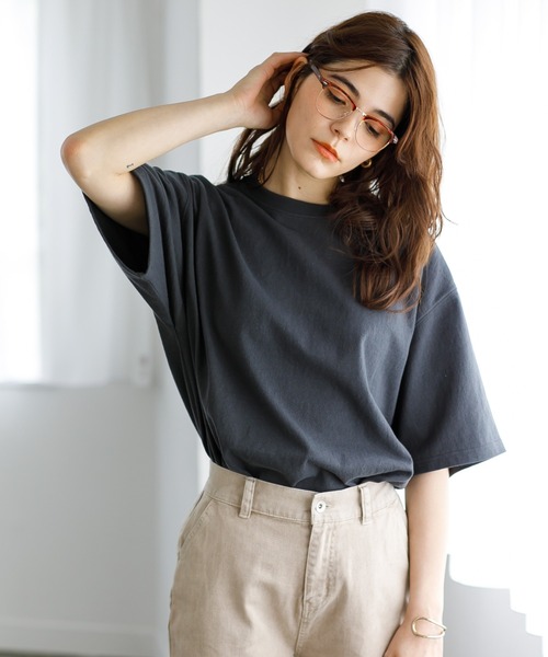 koe（コエ）の「ヘビーウェイトコットンTEE21＊（Tシャツ/カットソー・レディース・ホワイト/ライトグレー/カーキ/グリーン/ライトベージュ/チャコールグレー/パープル/イエロー/ダークブルー/ピンク系その他2/キャメル/ライラック/ブルー系その他6/レッド系その他4/ブラウン・XL/S/M/L）」の3枚目の写真