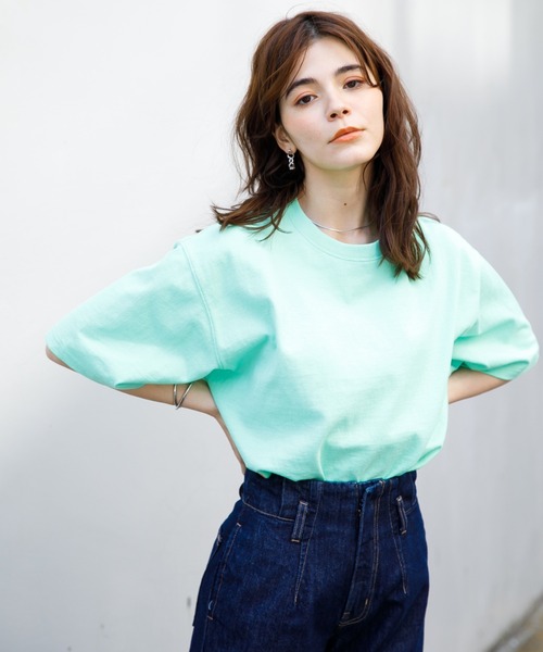 koe（コエ）の「ヘビーウェイトコットンTEE21＊（Tシャツ/カットソー・レディース・ホワイト/ライトグレー/カーキ/グリーン/ライトベージュ/チャコールグレー/パープル/イエロー/ダークブルー/ピンク系その他2/キャメル/ライラック/ブルー系その他6/レッド系その他4/ブラウン・XL/S/M/L）」の7枚目の写真