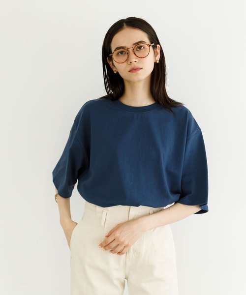 koe（コエ）の「ヘビーウェイトコットンTEE21＊（Tシャツ/カットソー・レディース・ホワイト/ライトグレー/カーキ/グリーン/ライトベージュ/チャコールグレー/パープル/イエロー/ダークブルー/ピンク系その他2/キャメル/ライラック/ブルー系その他6/レッド系その他4/ブラウン・XL/S/M/L）」の9枚目の写真