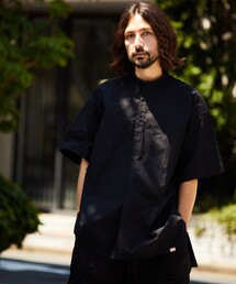 HINSON | HINSON/ヒンソン スタンドカラープルオーバーミリタリーシャツ ショート スリーブ/スリーピングシャツ(シャツ/ブラウス)