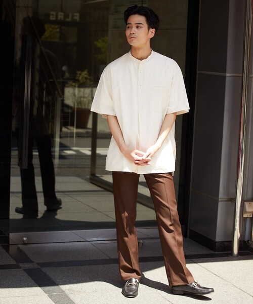 HINSON（ヒンソン）の「HINSON/ヒンソン スタンドカラープルオーバーミリタリーシャツ ショート スリーブ/スリーピングシャツ（シャツ/ブラウス・メンズ・ホワイト/ブラック/モスグリーン/オフホワイト・MEDIUM/LARGE）」の16枚目の写真