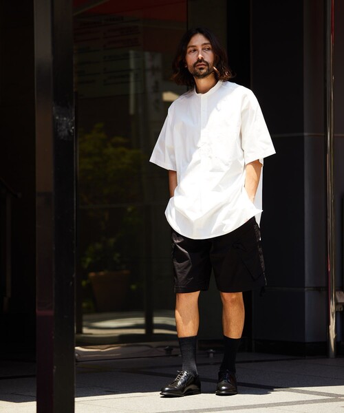 HINSON（ヒンソン）の「HINSON/ヒンソン スタンドカラープルオーバーミリタリーシャツ ショート スリーブ/スリーピングシャツ（シャツ/ブラウス・メンズ・ホワイト/ブラック/モスグリーン/オフホワイト・MEDIUM/LARGE）」の21枚目の写真