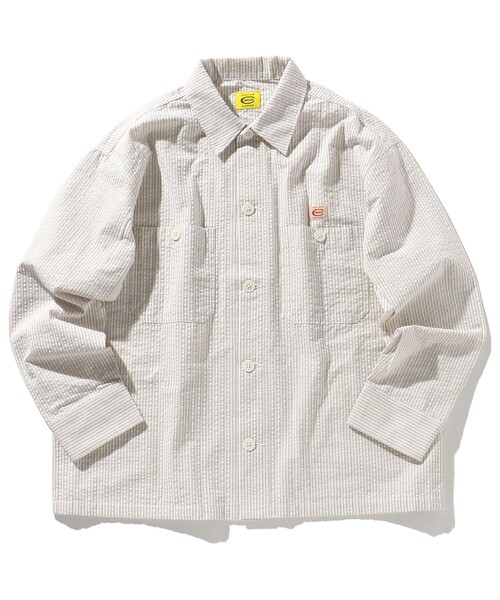 COWDEN（カウデン）の「COWDEN/カウデン シアサッカー CPOシャツ（シャツ/ブラウス・メンズ・ホワイト/ベージュ/ブルー・MEDIUM/LARGE）」の2枚目の写真