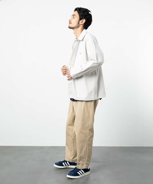 COWDEN（カウデン）の「COWDEN/カウデン シアサッカー CPOシャツ（シャツ/ブラウス・メンズ・ホワイト/ベージュ/ブルー・MEDIUM/LARGE）」の5枚目の写真