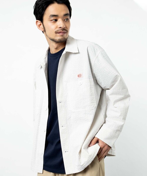 COWDEN（カウデン）の「COWDEN/カウデン シアサッカー CPOシャツ（シャツ/ブラウス・メンズ・ホワイト/ベージュ/ブルー・MEDIUM/LARGE）」の7枚目の写真