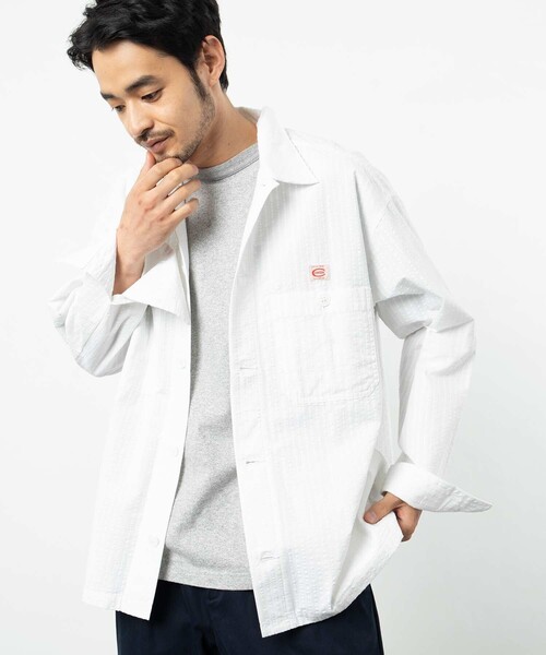 COWDEN（カウデン）の「COWDEN/カウデン シアサッカー CPOシャツ（シャツ/ブラウス・メンズ・ホワイト/ベージュ/ブルー・MEDIUM/LARGE）」の11枚目の写真