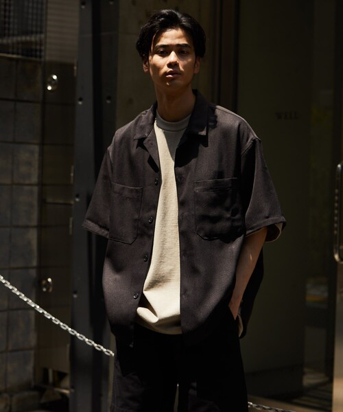 FREAK'S STORE（フリークスストア）の「ビックシルエット オープンカラーシャツ/シェフ シャツ ショートスリーブ/アロハ/ワークシャツ（シャツ/ブラウス・メンズ・ホワイト/ベージュ/ブラック/オフホワイト/ベージュ系その他/ブラック系その他/ダークネイビー/ベージュ系その他2/ブラウン系その他/チャコール/レオパード・SMALL/MEDIUM/LARGE）」の18枚目の写真