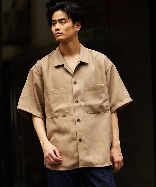 FREAK'S STORE（フリークスストア）の「ビックシルエット オープンカラーシャツ/シェフ シャツ ショートスリーブ/アロハ/ワークシャツ（シャツ/ブラウス・メンズ・ホワイト/ベージュ/ブラック/オフホワイト/ベージュ系その他/ブラック系その他/ダークネイビー/ベージュ系その他2/ブラウン系その他/チャコール/レオパード・SMALL/MEDIUM/LARGE）」の21枚目の写真
