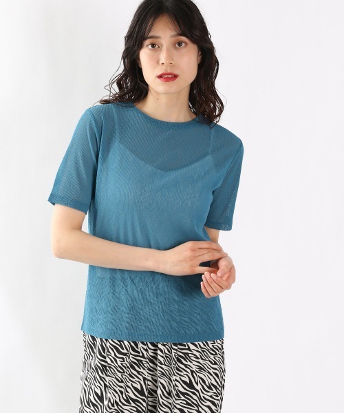 LOWRYS FARM（ローリーズファーム）の「シアーテレコＴＳＳ　946951（Tシャツ/カットソー・レディース・ブルー/ブラック/ダークブラウン/オフホワイト・FREE）」の4枚目の写真