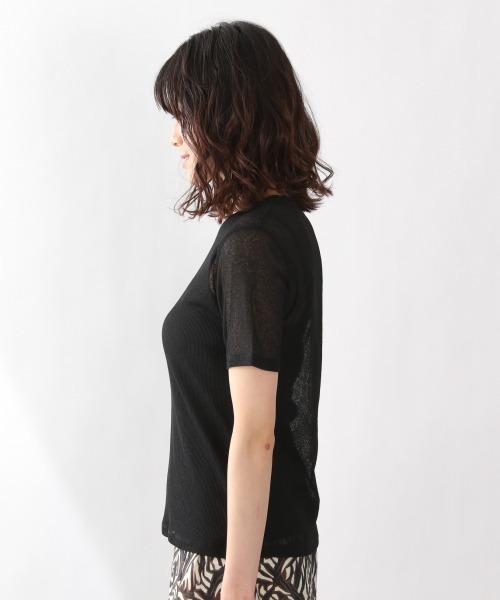 LOWRYS FARM（ローリーズファーム）の「シアーテレコＴＳＳ　946951（Tシャツ/カットソー・レディース・ブルー/ブラック/ダークブラウン/オフホワイト・FREE）」の11枚目の写真