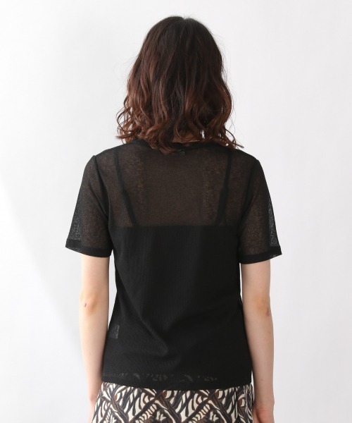 LOWRYS FARM（ローリーズファーム）の「シアーテレコＴＳＳ　946951（Tシャツ/カットソー・レディース・ブルー/ブラック/ダークブラウン/オフホワイト・FREE）」の8枚目の写真