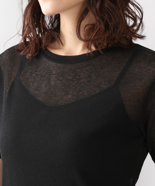 LOWRYS FARM（ローリーズファーム）の「シアーテレコＴＳＳ　946951（Tシャツ/カットソー・レディース・ブルー/ブラック/ダークブラウン/オフホワイト・FREE）」の14枚目の写真