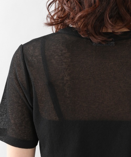 LOWRYS FARM（ローリーズファーム）の「シアーテレコＴＳＳ　946951（Tシャツ/カットソー・レディース・ブルー/ブラック/ダークブラウン/オフホワイト・FREE）」の5枚目の写真