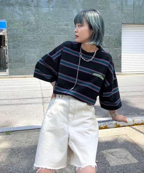 WHO'S WHO gallery（フーズフーギャラリー）の「【KOOKY'N/クーキー】ボーダーTEE（Tシャツ/カットソー・メンズ・ネイビー/ブラウン/ブラック/アッシュグレー/グリーン・FREE）」の6枚目の写真