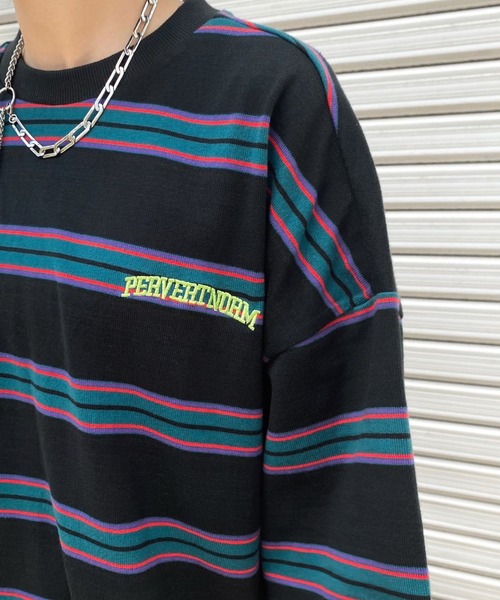 WHO'S WHO gallery（フーズフーギャラリー）の「【KOOKY'N/クーキー】ボーダーTEE（Tシャツ/カットソー・メンズ・ネイビー/ブラウン/ブラック/アッシュグレー/グリーン・FREE）」の7枚目の写真