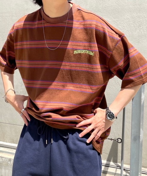 WHO'S WHO gallery（フーズフーギャラリー）の「【KOOKY'N/クーキー】ボーダーTEE（Tシャツ/カットソー・メンズ・ネイビー/ブラウン/ブラック/アッシュグレー/グリーン・FREE）」の19枚目の写真