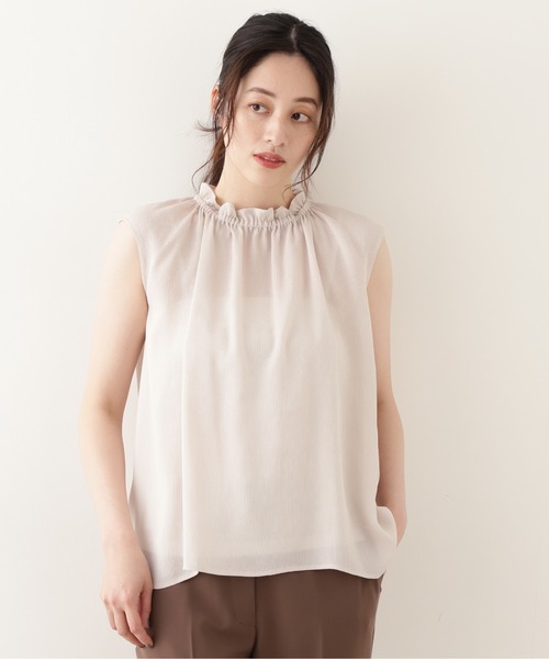 NATURAL BEAUTY BASIC(ナチュラルビューティーベーシック)の「ドビーフリルブラウス/0171210601(シャツ/ブラウス・レディース・ブラウン/ベージュ/ピンク・MEDIUM)」の11枚目の写真