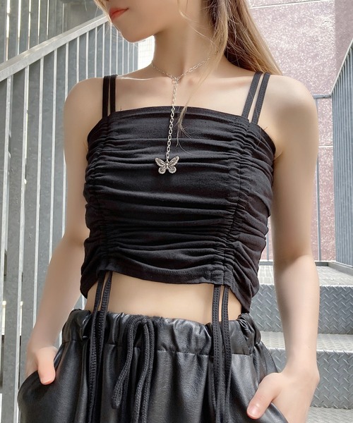 Figments（フィグメンツ）の「ドロストキャミソール（キャミソール・レディース・ホワイト/ブラック・FREE）」の2枚目の写真