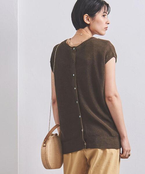 UNITED ARROWS(ユナイテッドアローズ)の「UWSC LINEN 2WAY キャップスリーブ ニット◆(ニット/セーター・レディース・ブラック/パープル/オリーブ・FREE)」の3枚目の写真