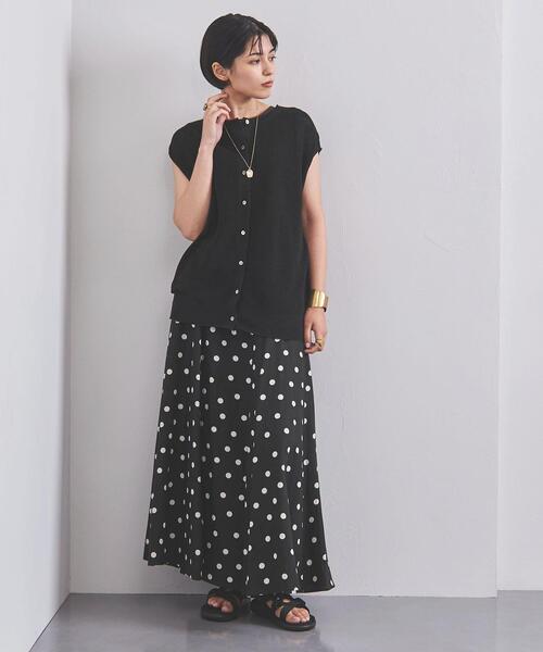 UNITED ARROWS(ユナイテッドアローズ)の「UWSC LINEN 2WAY キャップスリーブ ニット◆(ニット/セーター・レディース・ブラック/パープル/オリーブ・FREE)」の2枚目の写真