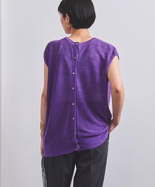 UNITED ARROWS(ユナイテッドアローズ)の「UWSC LINEN 2WAY キャップスリーブ ニット◆(ニット/セーター・レディース・ブラック/パープル/オリーブ・FREE)」の6枚目の写真