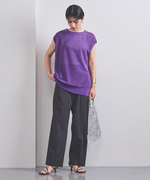 UNITED ARROWS(ユナイテッドアローズ)の「UWSC LINEN 2WAY キャップスリーブ ニット◆(ニット/セーター・レディース・ブラック/パープル/オリーブ・FREE)」の7枚目の写真