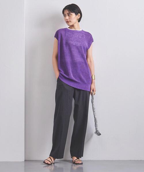 UNITED ARROWS(ユナイテッドアローズ)の「UWSC LINEN 2WAY キャップスリーブ ニット◆(ニット/セーター・レディース・ブラック/パープル/オリーブ・FREE)」の8枚目の写真