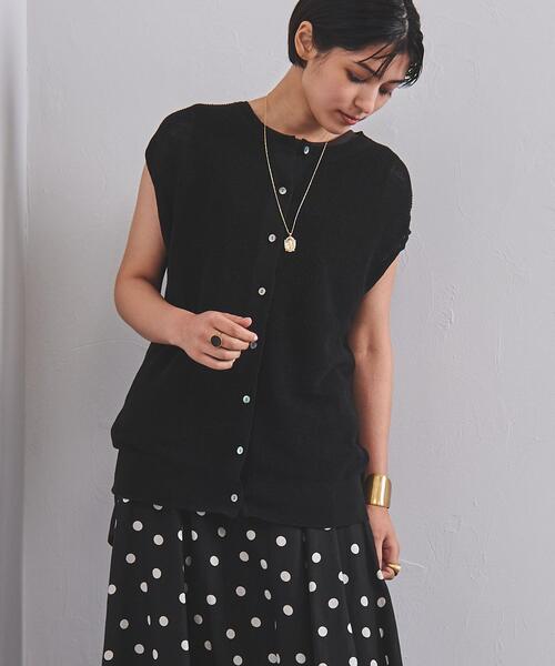 UNITED ARROWS(ユナイテッドアローズ)の「UWSC LINEN 2WAY キャップスリーブ ニット◆(ニット/セーター・レディース・ブラック/パープル/オリーブ・FREE)」の9枚目の写真