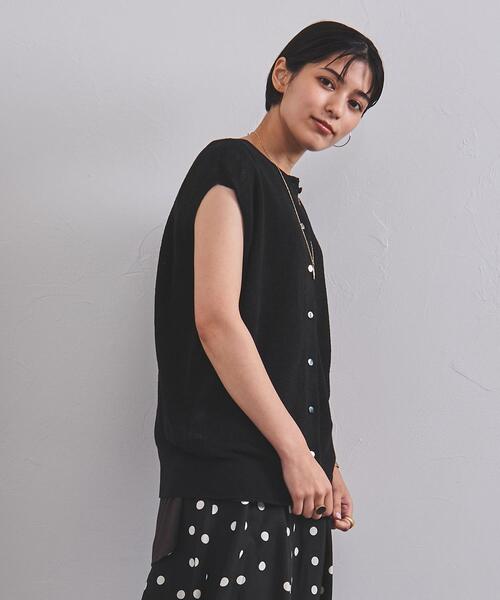 UNITED ARROWS(ユナイテッドアローズ)の「UWSC LINEN 2WAY キャップスリーブ ニット◆(ニット/セーター・レディース・ブラック/パープル/オリーブ・FREE)」の10枚目の写真