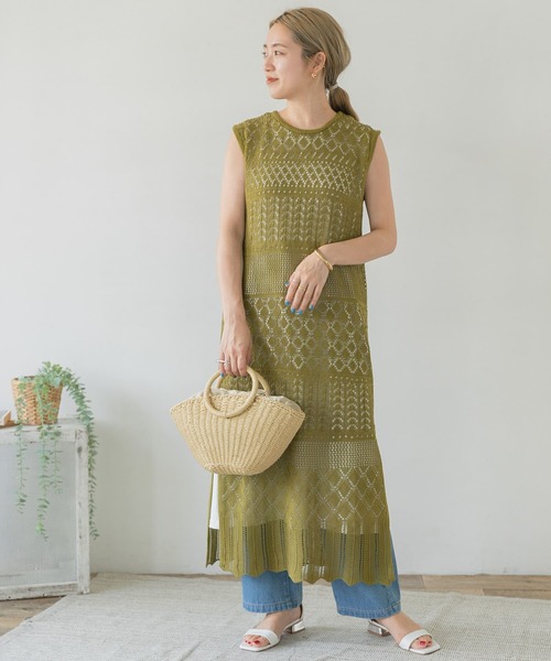 ITEMS URBANRESEARCH（アイテムズ アーバンリサーチ）の「インナーセットガラアミニットワンピース（ワンピース・レディース・ブラック/カーキ/グレー系その他・FREE）」の8枚目の写真