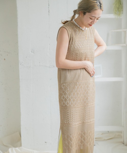 ITEMS URBANRESEARCH（アイテムズ アーバンリサーチ）の「インナーセットガラアミニットワンピース（ワンピース・レディース・ブラック/カーキ/グレー系その他・FREE）」の18枚目の写真